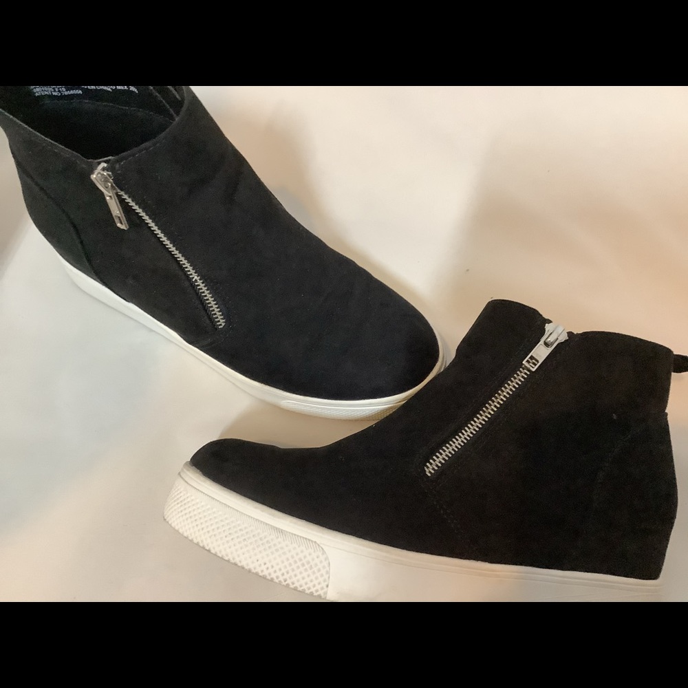 Black faux suede booties